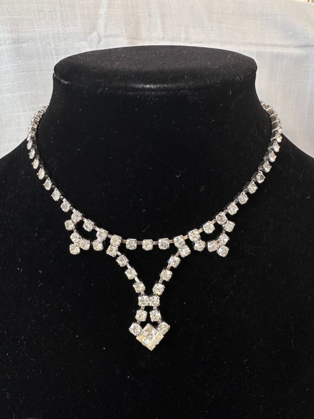 Vintage Rhinestone Choker Festoon Style Necklace